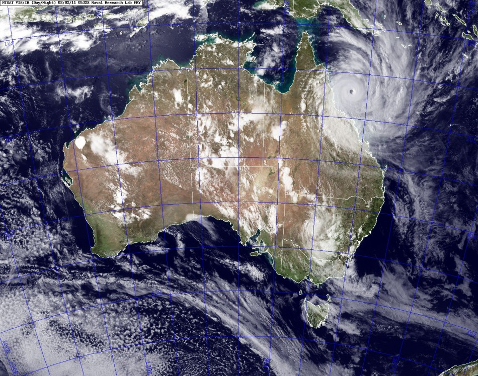 The power of Cyclone Yasi is evident on the satellite imagery