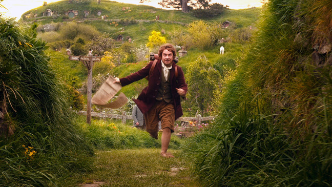 Bilbo Baggins (UK actor, Martin Freeman), in a scene filmed at Hobbiton.