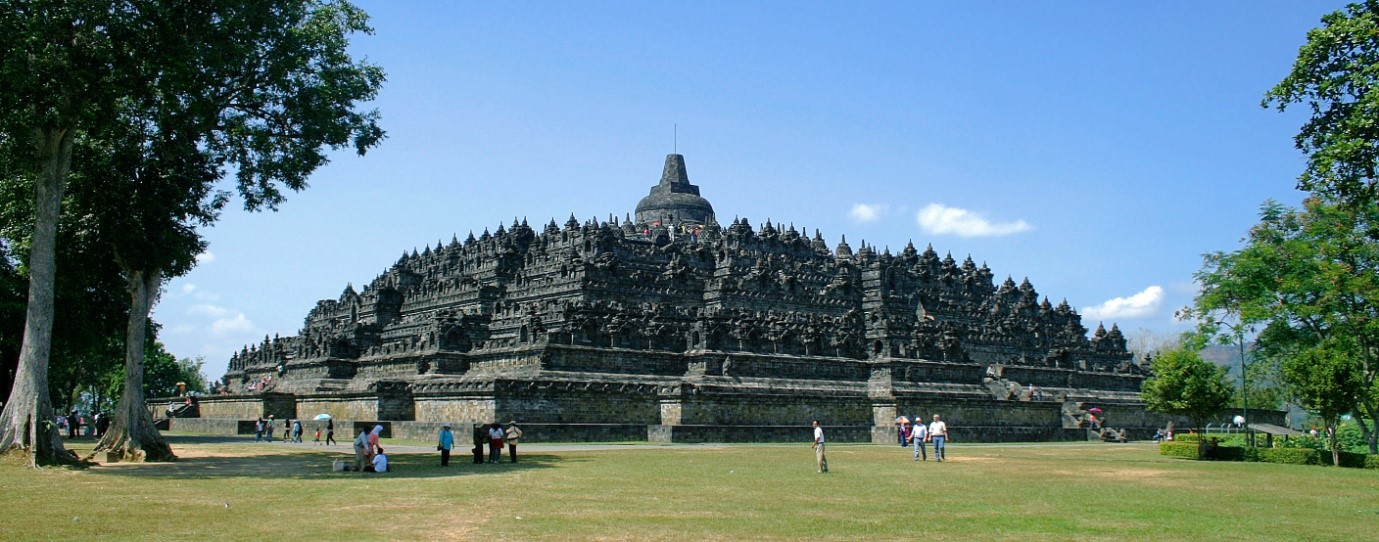 Borobudur - a Buddhist temple built in the 9th century and re-discovered in the 19th century.
