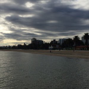 St Kilda beach in winter - too cold to swim, but still beautiful and great for a walk with the kids.